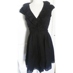 Calvin Klein black ruffle Wrap Dress